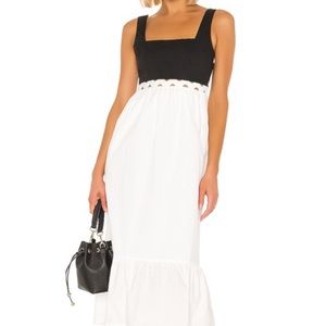 L’Academie Jema Black and White Midi Dress in XS.